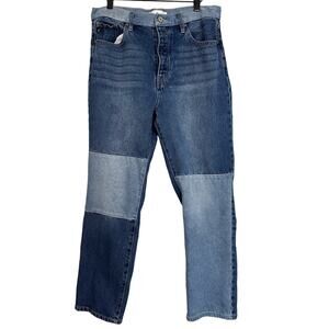 Kancan Rebekah Ultra High Rise 90s Straight Leg Patchwork Jeans Size 28